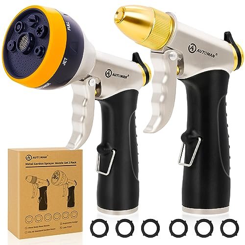 AUTOMAN Garden Hose Nozzles - High Pressure 100% Metal...