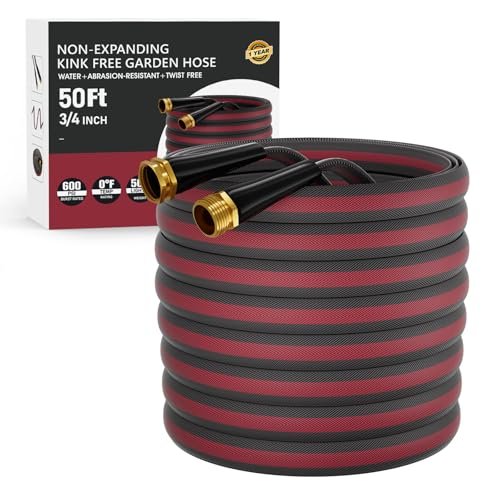 Haeteir 50ft Non-Expanding Garden Hose with 8-Layer Latex...