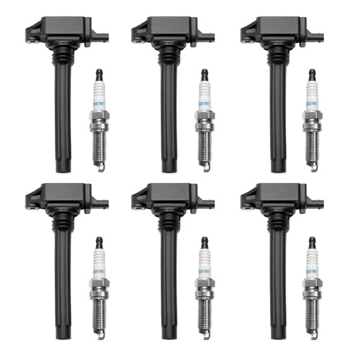 Ignition Coil & Spark Plugs Set of 6 Compatible with...