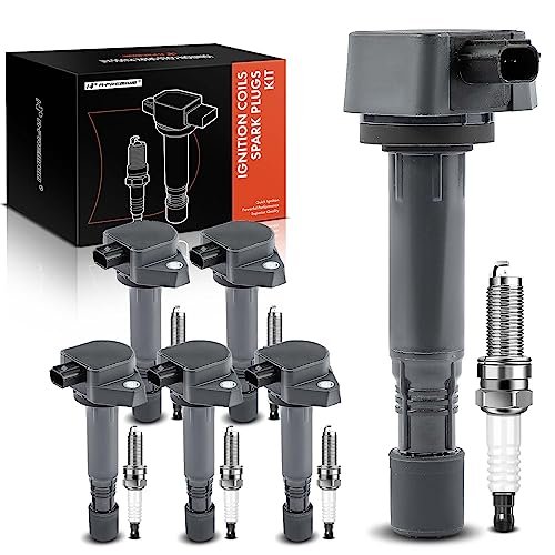 A-Premium Set of 6 Ignition Coil Pack and Iridium Spark...