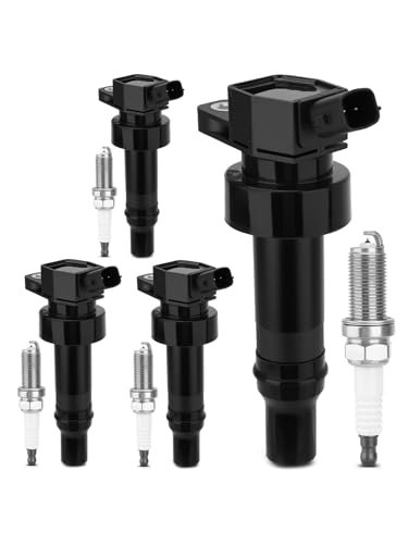 4PCS UF652 Ignition Coils & 93815 Double Iridium Spark...
