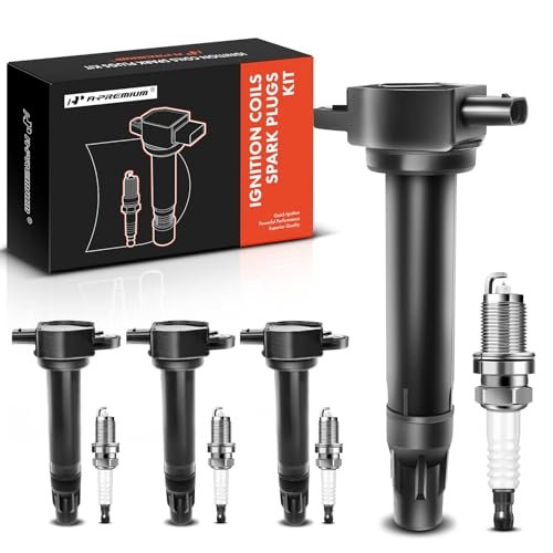 A-Premium Set of 4 Ignition Coil Pack and Iridium Spark...