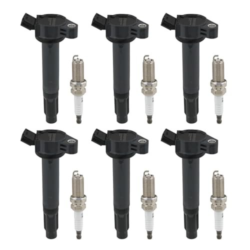 Ignition Coil & Iridium Spark Plug 6Pcs Compatible with...
