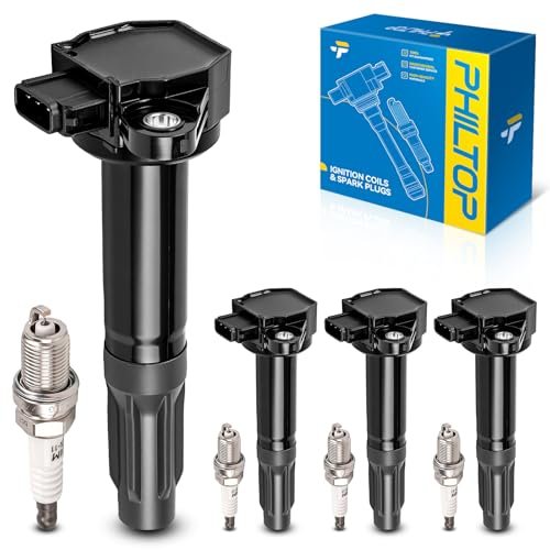 PHILTOP Set of 4 Ignition Coil Pack and Iridium Spark...