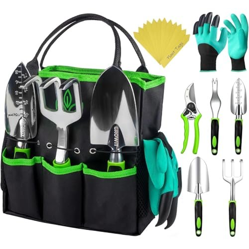 GROWIT Heavy Duty Gardening Tools - 22-Piece Gardening...