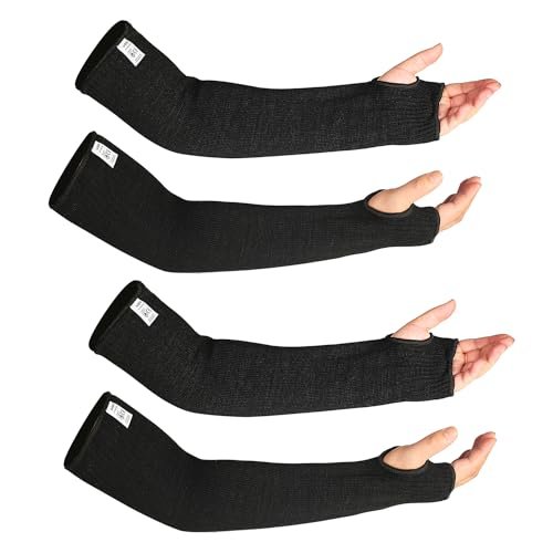 Black Welding Sleeves Kevlar Arm Guards 19 inch Long with...