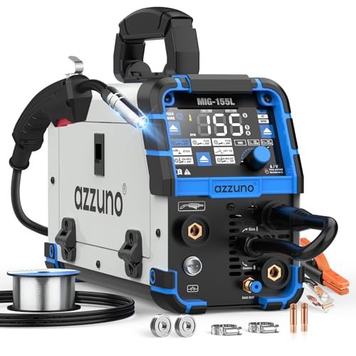 AZZUNO Aluminum MIG Welder 155A, 110V/220V Dual Vlotage 5...