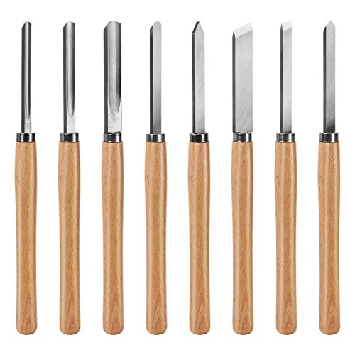 HAUTMEC Professional Wood Turning Chisel 8 pcs Set, Lathe...