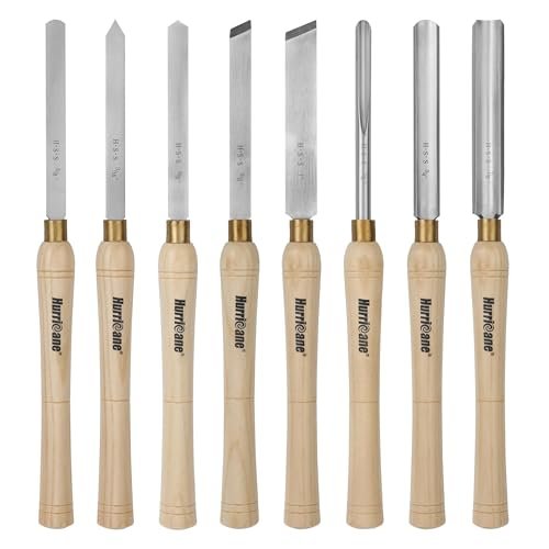 HURRICANE 8pc Wood Lathe Chisel Set Wood Turning Tools...