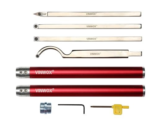 VINWOX 9 PCS Carbide Wood Lathe Turning Tool Set, Pen...