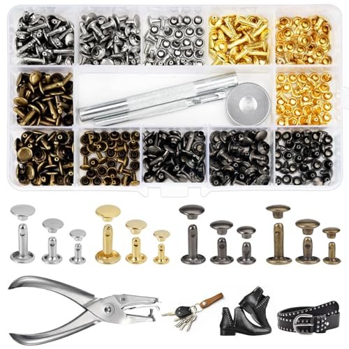 180 Sets Leather Rivets Set with 6mm, 8mm, 12mm Metal...