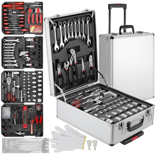 TLGREEN 799pcs Mechanic Tool Set with Aluminum Trolley...