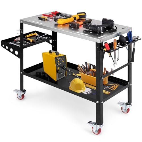 Goplus Rolling Welding Table, 1200 lbs Welding Workbench...