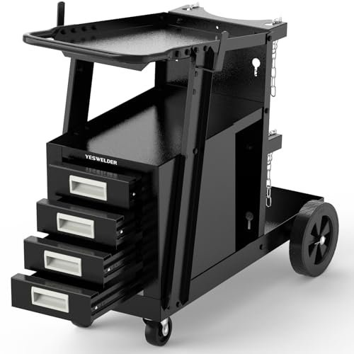 YESWELDER Welding Cart with 4 Drawers for MIG Welder TIG...