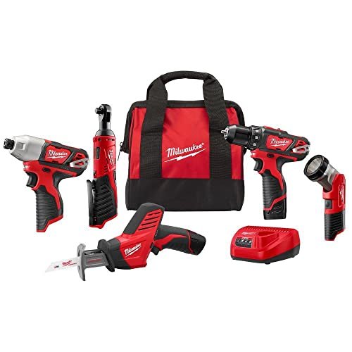 Milwaukee 2498-25 M12 12V Cordless 5-Tool Combo Kit:...