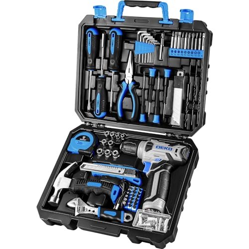 DEKOPRO Drill Set: Tool Set with 8V Blue Cordless Drill,...