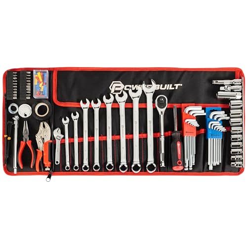 Powerbuilt 100 Piece Motorcycle Tool Kit with Roll Pouch,...