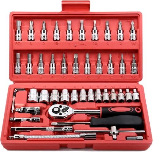 Egofine 46 Pieces 1/4 inch Drive Socket Ratchet Wrench...