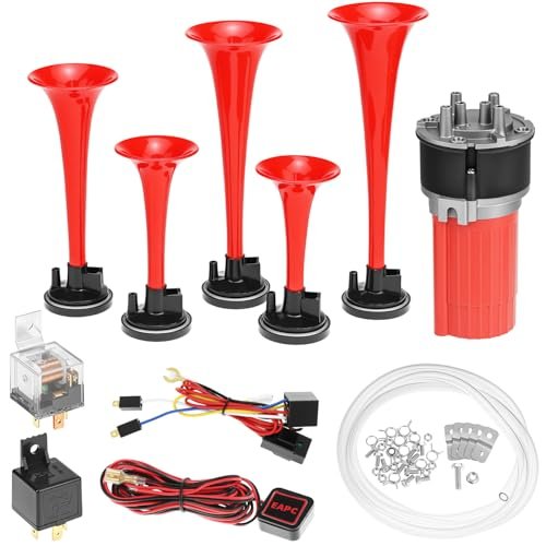 QWORK Musical Air Horn Kit, 5 Trumpet Music Sound Air...