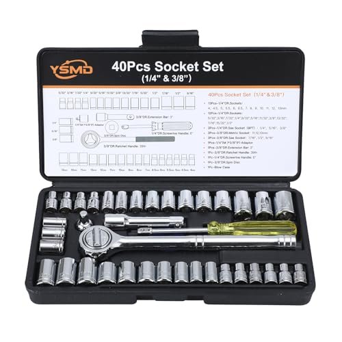 YSMD 40 Pieces 1/4-Inch & 3/8-Inch Entry-level Drive Socket...