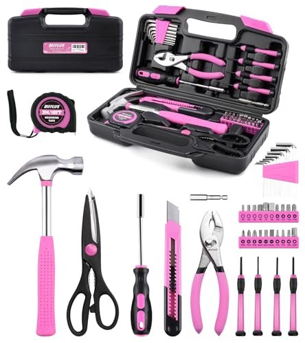 DIFFLIFE Tool Set Pink-40 Piece - General Household Hand...