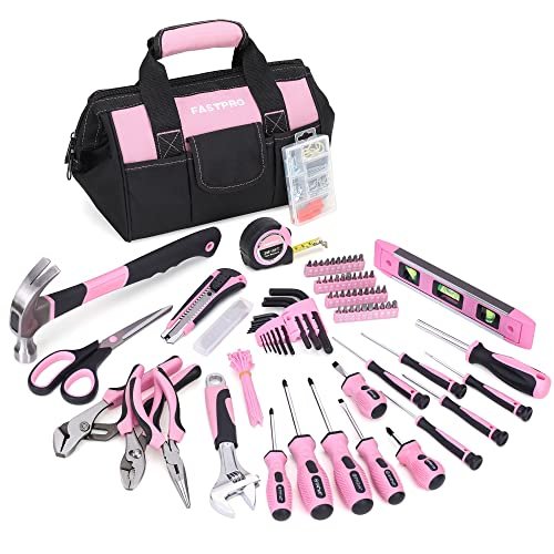 FASTPRO Pink Tool Set, 220-Piece Lady's Home Repairing Tool...
