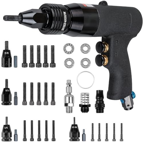 Clatoon Pneumatic Rivet Nut Gun with 10-24 & 1/4 &...
