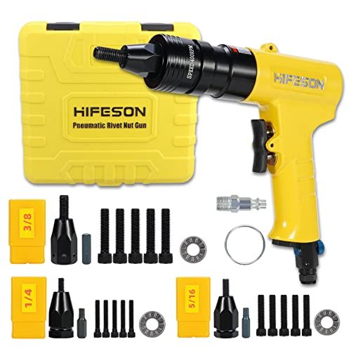 HIFESON Pneumatic Rivet Nut Gun with 1/4 & 5/16 &...