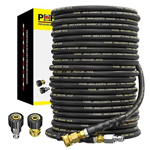 POHIR Power Washer Hose 100FT with 3/8'' Quick Connect,...