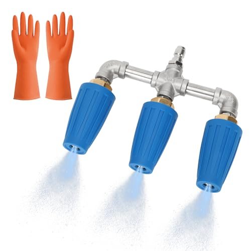 WOUDY Triple Turbo Nozzle Pressure Washer with Gloves, 360°...