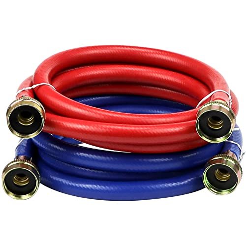 2 PACK Rubber 6FT Washing Machine Hoses Burst Proof Red...