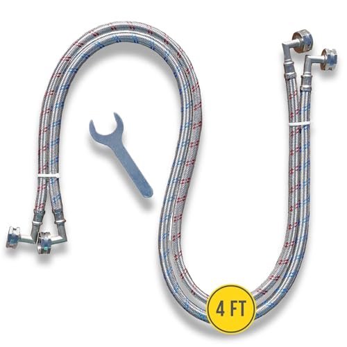 Washing Machine Hoses (4 FT) - Double 90° Elbow to...