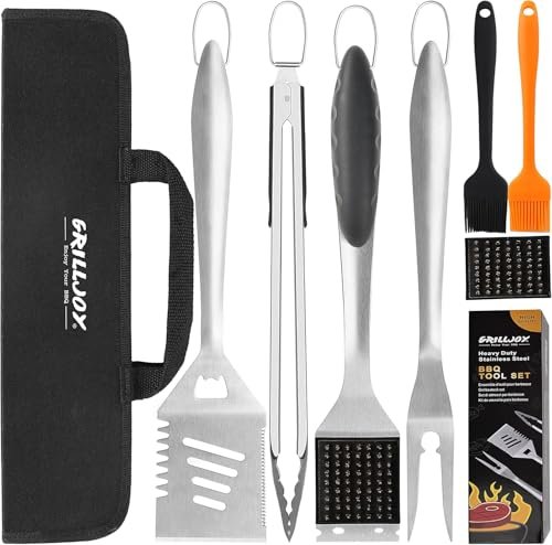 grilljoy 8PCS BBQ Grill Tools Set with Extra Thick...