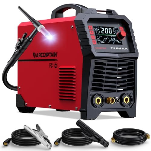 ARCCAPTAIN TIG Welder AC/DC 200Amp with Pulse, Aluminum TIG...