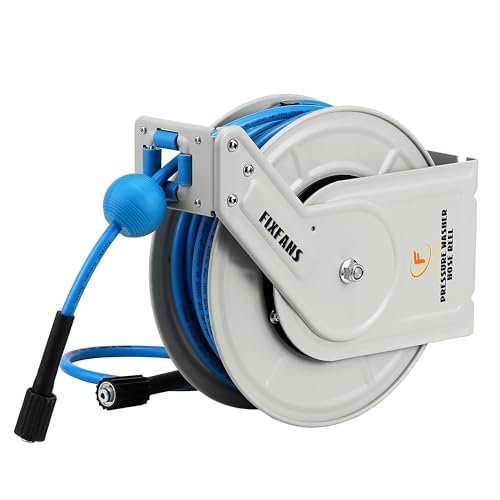 FIXFANS Pressure Washer Hose Reel with Hose, 1/4