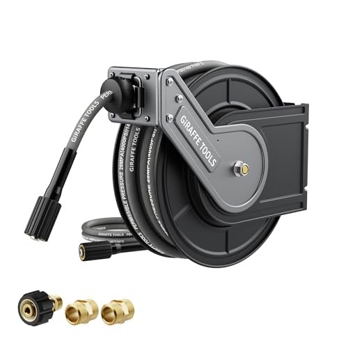 Giraffe Tools 60ft Pressure Washer Hose Reel, 4000 PSI...