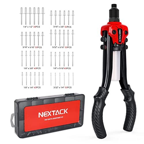 NEXTACK Heavy Duty Two-Handed 1/4” Pop Rivet Gun Kit...