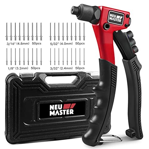 NEU MASTER Rivet Gun with 200Pcs Rivets, Manual Rivet Gun...