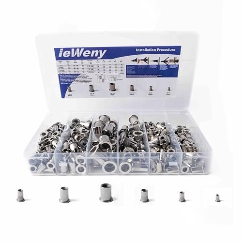ieWeny Stainless Steel Rivet Nut Assortment Kit(216Pcs),...