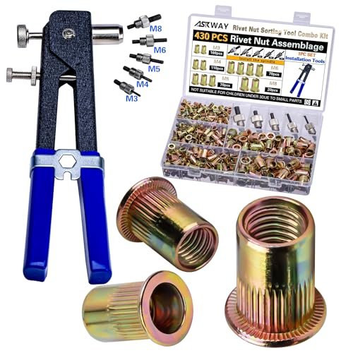 ASKWAY Pressure Rivet Nut Tool Kit, 430Pcs Metric Rivet...