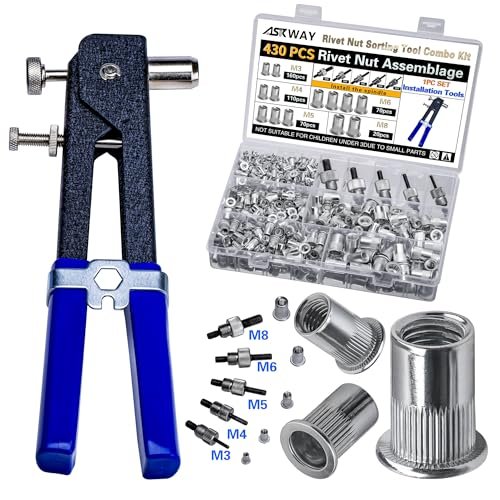 Pressure Rivet Nut Tool Kit, 430Pcs Metric Rivet Nut...