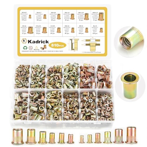 Kadrick Rivet Nut Kit, 810pcs SAE & Metric Rivet Nut...