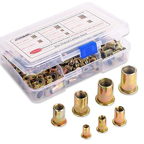 LOKMAN 175PCS Metric Rivet Nut Kit Carbon Steel Flat Head...