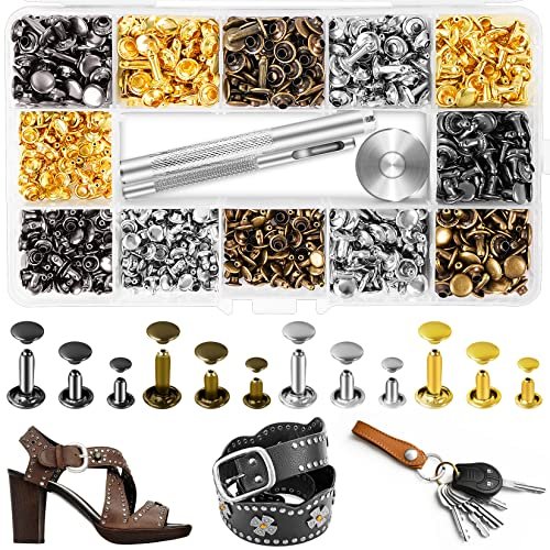 420 Sets Leather Rivets, Rivets for Leather Crafting, 4...