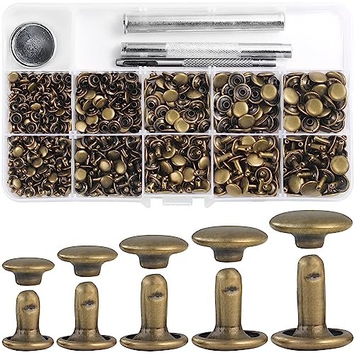 YORANYO 340 Sets Leather Rivets Kit Mixed Sizes Rivets...