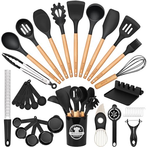 Astercook Kitchen Utensils Set, 39 PCS Silicone Cooking...