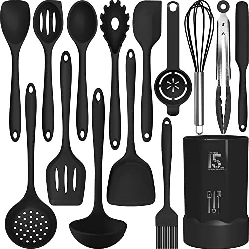 Silicone Cooking Utensils Set - 446°F Heat Resistant...