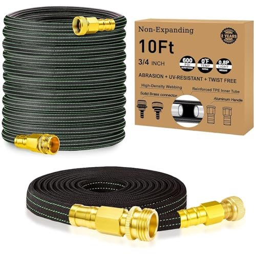 10FT Lightweight Garden Hose,Flexible Water Hose with Solid...
