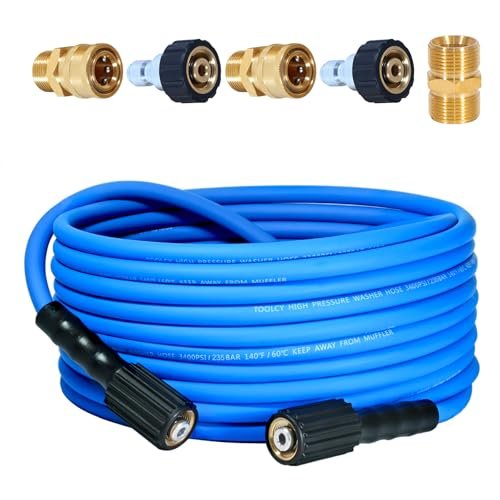 TOOLCY Super Flexible Pressure Washer Hose 30ft, 3400 PSI...