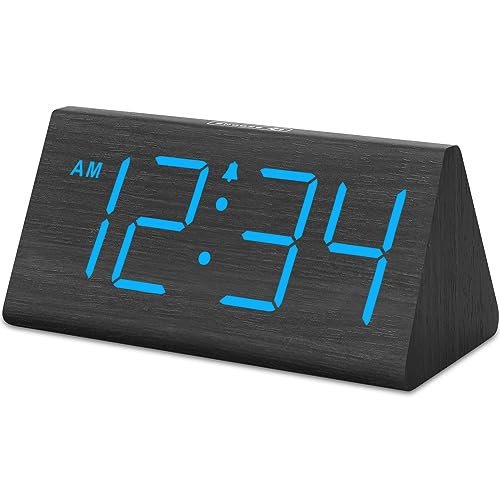 DreamSky Wooden Digital Alarm Clocks for Bedrooms -...